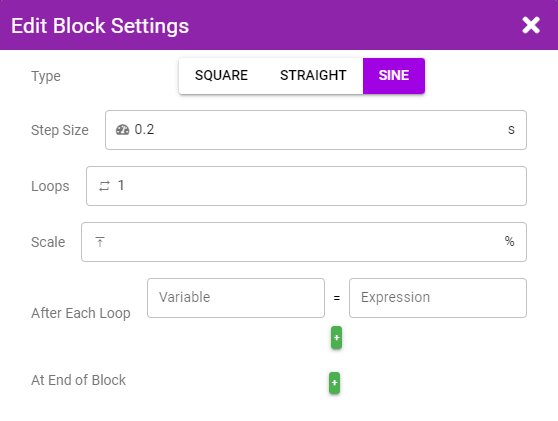 Scripted Pattern Block Settings